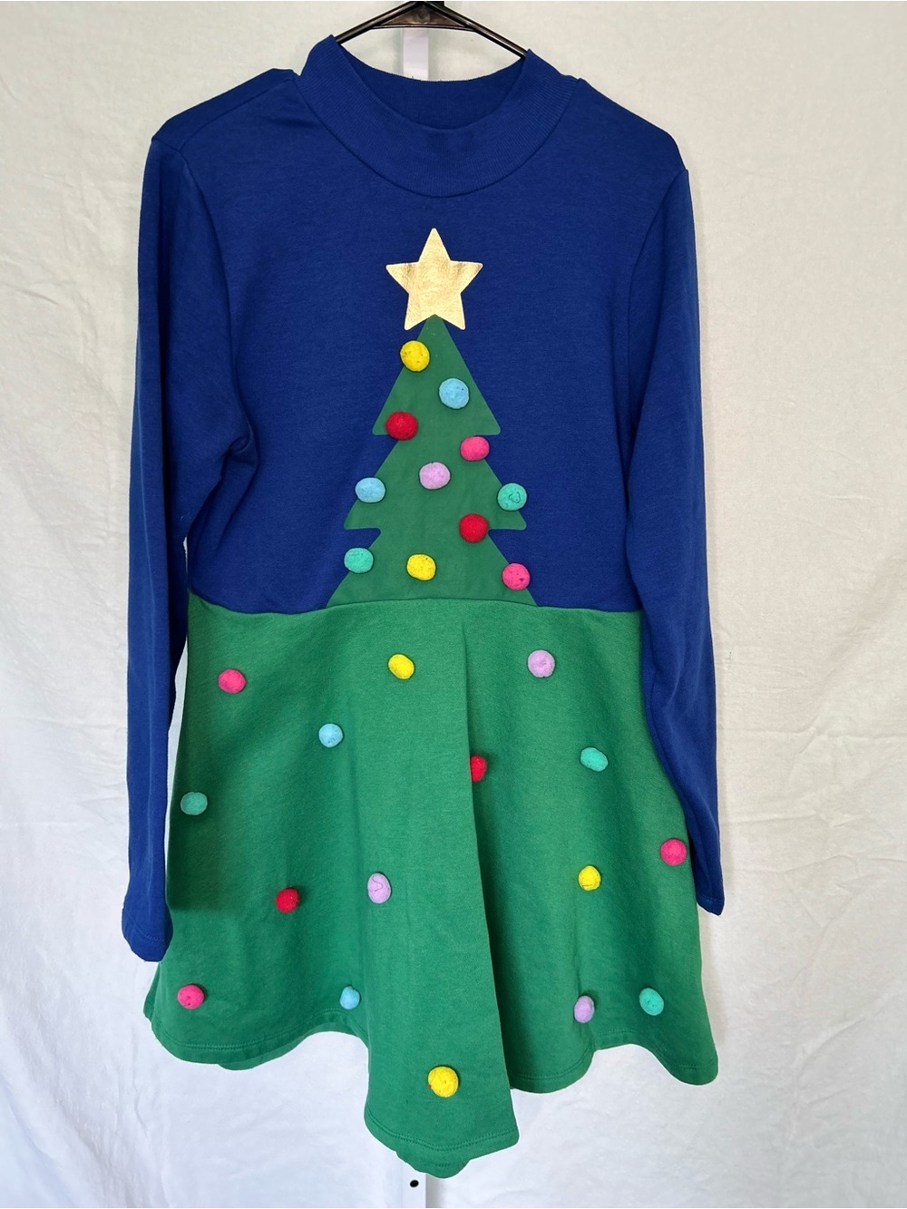 Mighty Fine Christmas Tree Pom Pom Dress 2X Ugly Sweater Long Sleeve